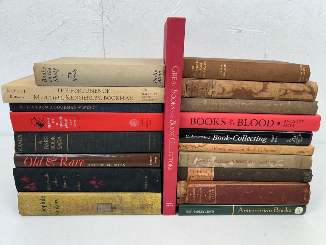 19 Hardcover Books Related to Book Collecting: 19 Hardcover Books Related to Book Collecting including Books in the Blood by Anthony Rota c. 2002; The Fortunes of Mitchell Kennerley, Bookman by Matthew J. Bruccoli c. 1986 First Edition; At the Lib