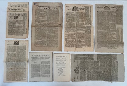 10 pc.18/19th c. Dutch Newspapers with Napoleon