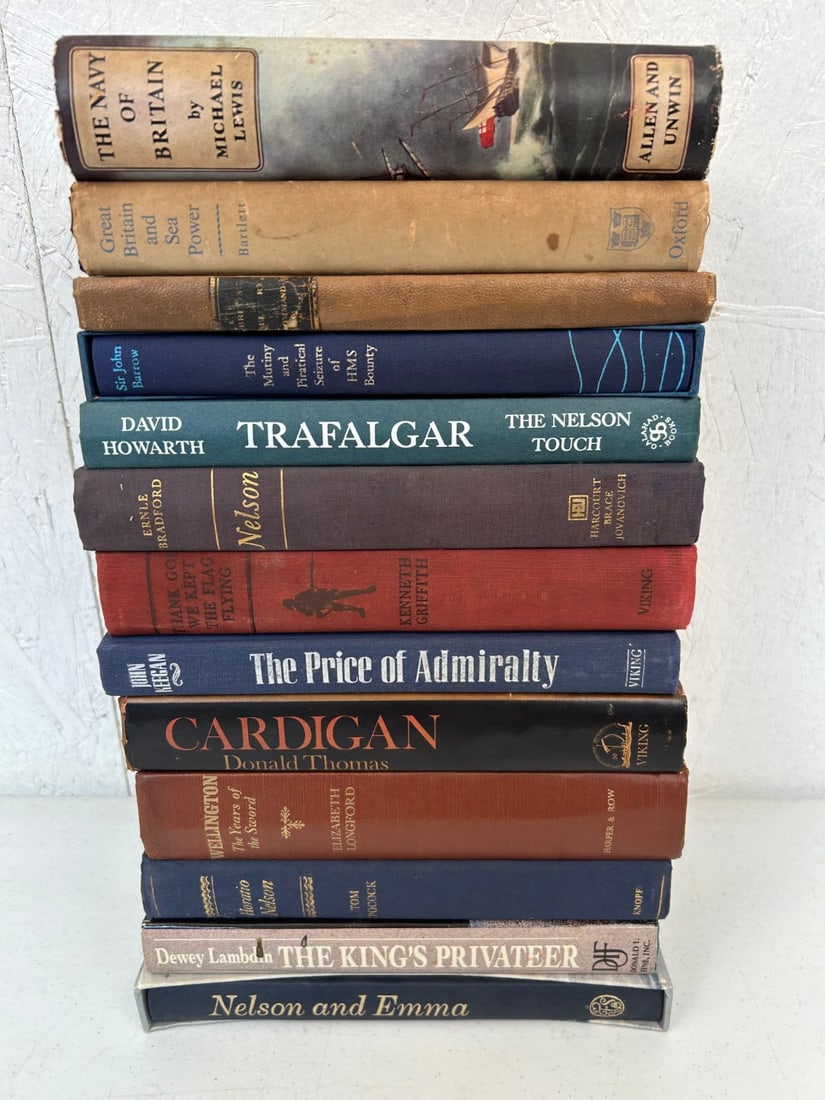 13 Hardcover British Naval and Military Books: 13 Hardcover British Naval and Military Books including Lives of the Most Eminent British Military Commanders by the Rev. G.R. Gleig published by George Dearborn New York c. 1835; The Kings Privateer 