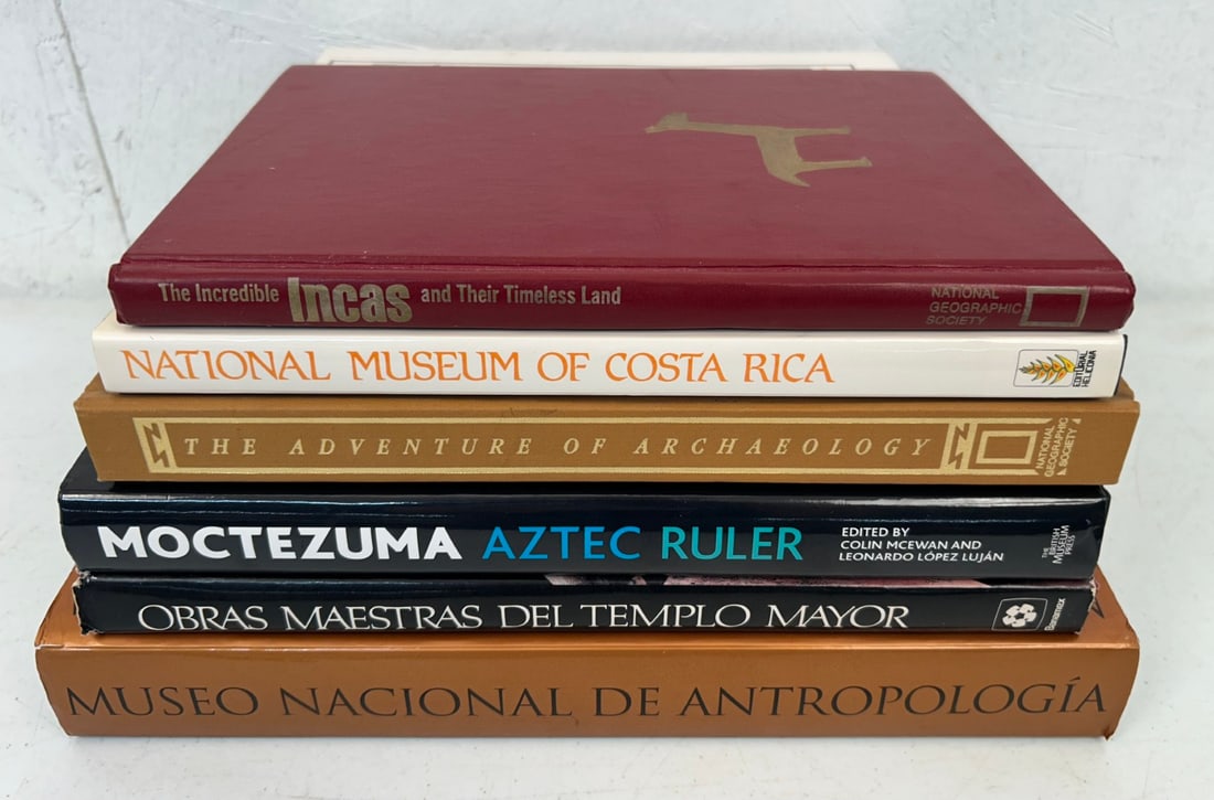 6 Hardcover Books on Aztec and Inca Archaeology: 6 Hardcover Books on Aztec and Inca Archaeology including The Incredible Incas and the Timeless Land by Loren McIntyre published by The National Geographic Society c. 1975; The Adventure of Archaeolog