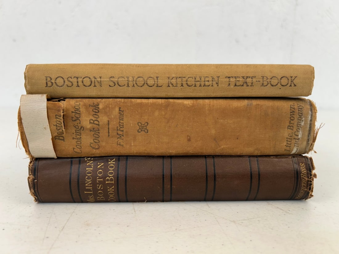 3 Boston School Related Cook Books: 3 Boston School related cook books including Boston School Kitchen Text-Book by Mrs. D. A. Lincoln published by Little, Brown & Co. Publishers, Boston c. 1914; The Boston Cooking School Cook Book by F