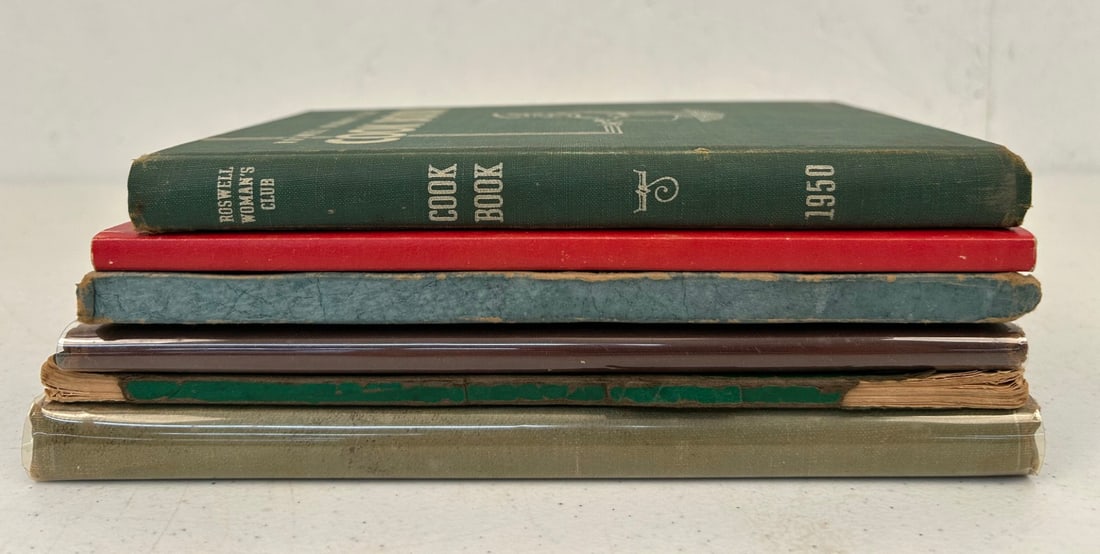 6 Club Published Regional Cookbooks: 6 regional cookbooks published by local clubs and organizations including Recipes by the Time and Talents Club, Bombay India c. 1959; PTA Cook Book by the Carter Grade School, Ozark, AR c. 1948-49; Th