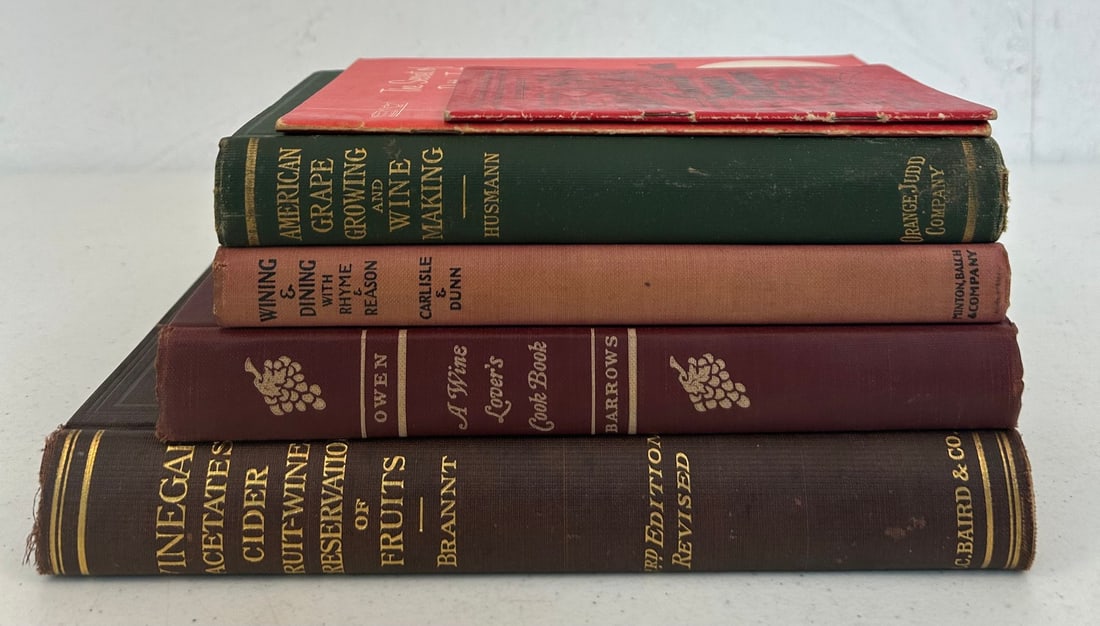 6 Wine and Whiskey Related Books: 6 wine and whiskey related books including William C. Biles & Co's Cincinnati Whiskey Price Current c. 1907; The Angostura Cook Book c. 1961; American Grape Growing and Wine Making 4th Edition by Geor
