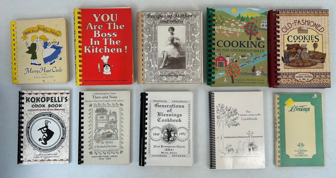 24 Misc. Spiral Bound Cook Books: 24 Misc. Local and Club Spiral Bound Cook Books including The Nebraska First Ladies Cookbook, A Man's Taste from the Junior League of Memphis, Mobile Botanical Gardens Collection of Recipes for Home a