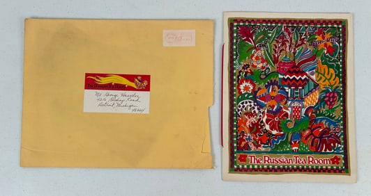 1 The Russian Tea Room signed menu c. 1980