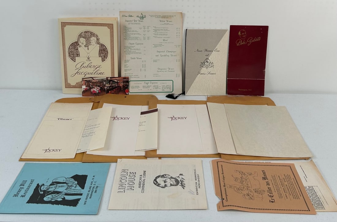 12 Misc. Washington DC Menu's c. 1980's (1 of 18)