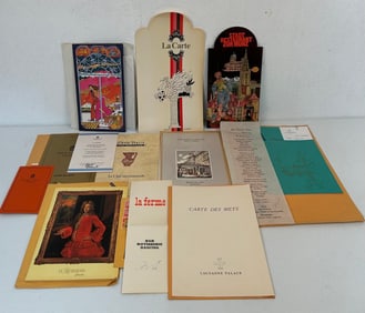 11 Signed Switzerland Restaurant Menus & Ephemera
