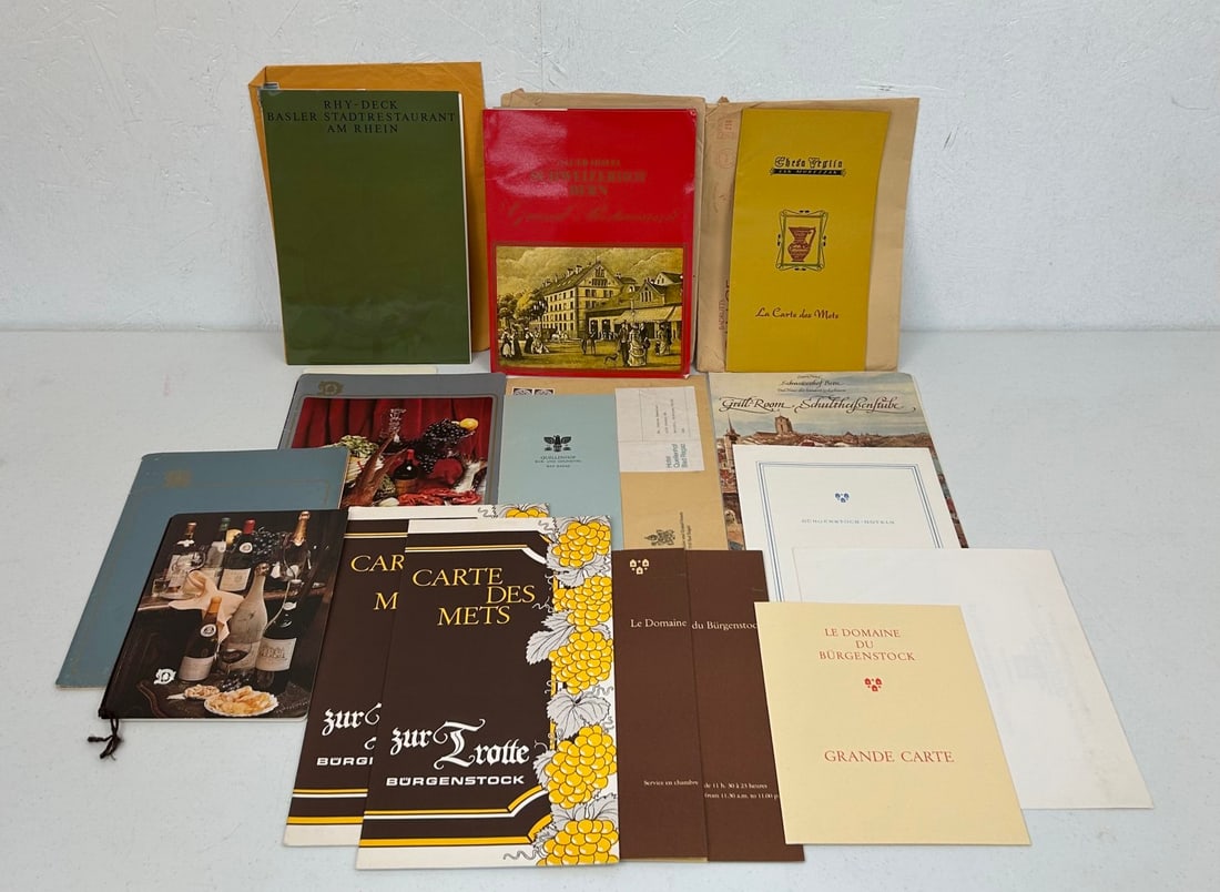 Misc. Switzerland Restaurant Menus and Ephemera: Misc. Switzerland Restaurant Menus and Ephemera including Quellenhof; La Rotonde at the Dolder Grand Hotel; Hotel Dreikonige; Chesa Veglia; Gauer Hotel Schweizerhof Bern; Le Domaine du Burgenstock; an