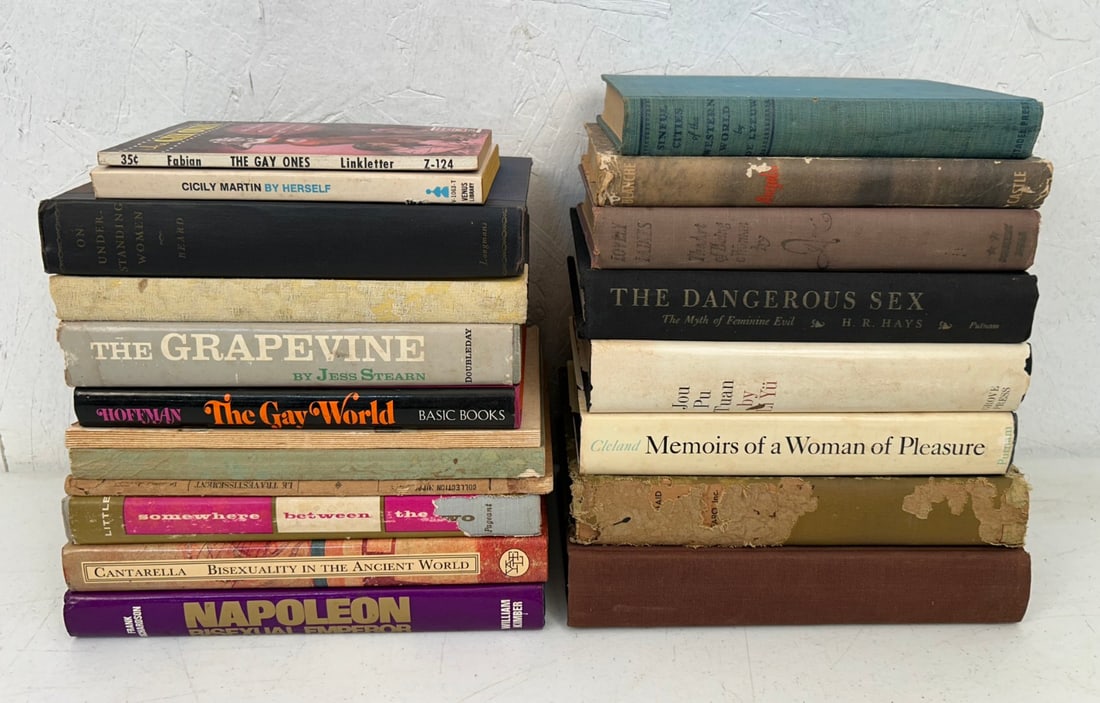 20 Books on Sex, Homosexuality and Eroticism: 20 Books on Sex, Homosexuality and Eroticism including Sinful Cities of the Western World by Hendrik de Leeuw published by Citadel Press New York c. 1945 7th edition; Angela - The Story of a Strange W