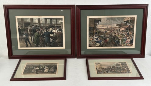 4 Hand-Colored Engravings from Harpers Weekly