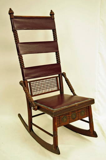 Rare Huntzinger Victorian Sewing Rocking Chair