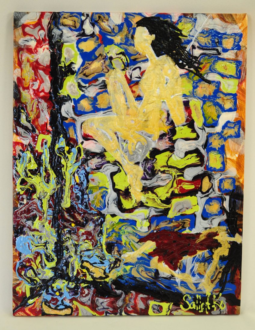 Sally Ko, Nude, Abstract Realism Acrylic Painting: Sally Ko (b.1971), " Nude". Acrylic abstract realism painting. Signed lower right and verso. Dimensions - 16" X 21"