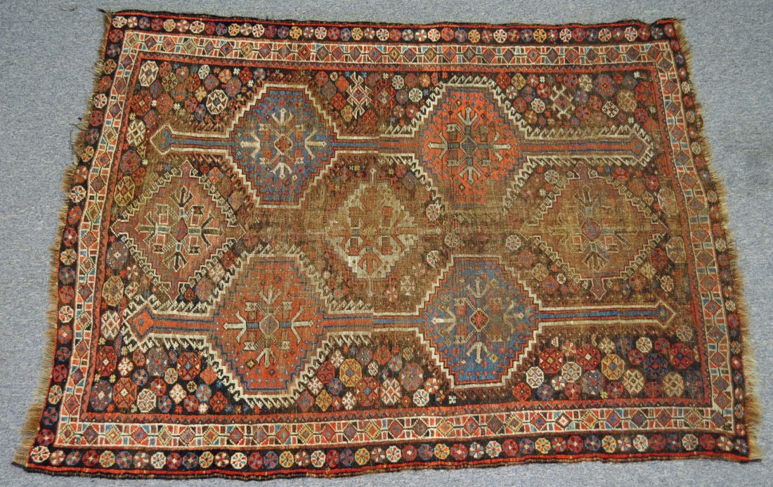 Handmade Persian Rug 4`8" X 6`1": Handmade Persian Rug 4`8" X 6`1". Weaver`s signature and heart sewn on underside of rug.