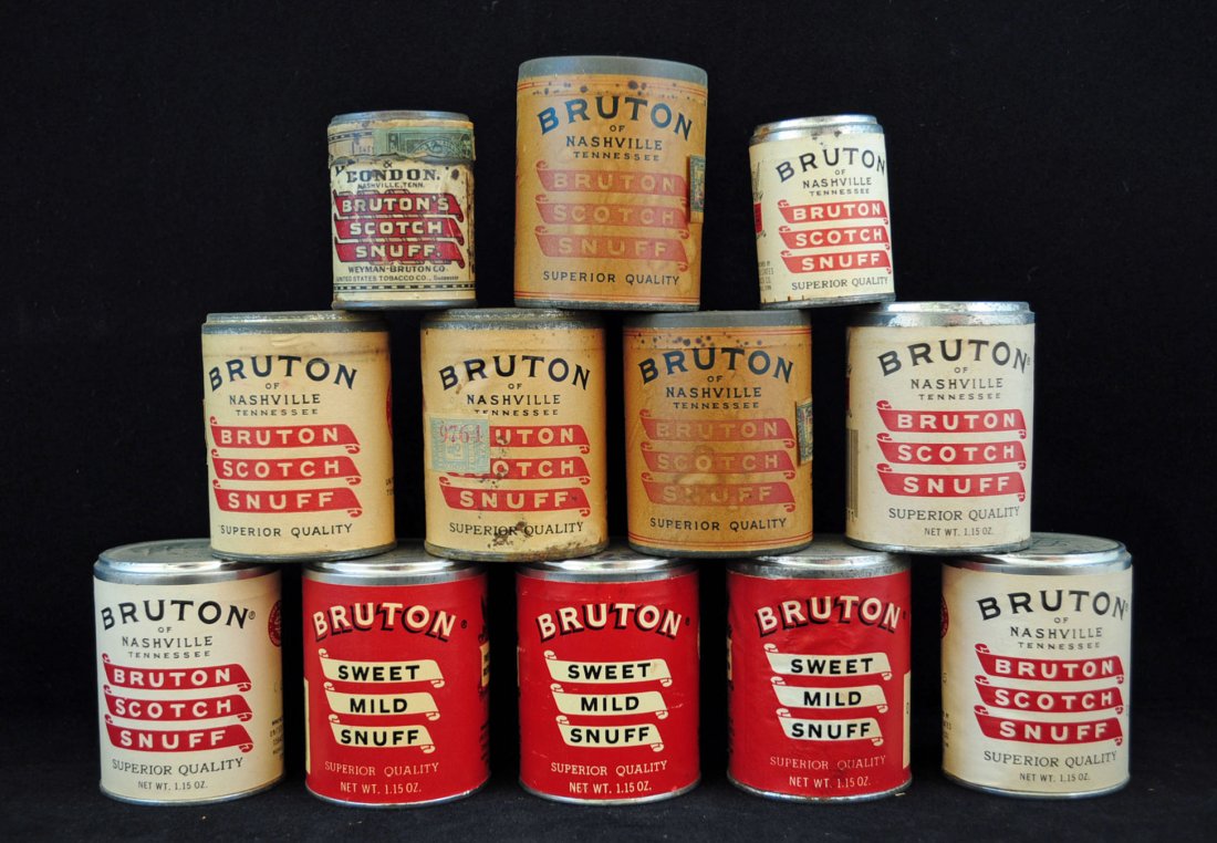 12 Vintage Bruton Snuff Cans w/ Samples Aug 30, 2014 Kennedys