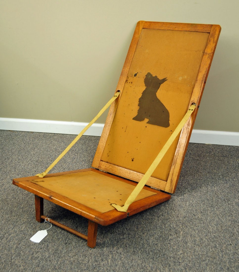 "Lazy-Back Chair" Shenandoah Community Workers: "Lazy-Back Chair" . Oak camp or patio chair manufactured by The Shenandoah Community Workers, Bird Haven, Virginia, 1927-1940s. Oak chair with canvas back and seat.