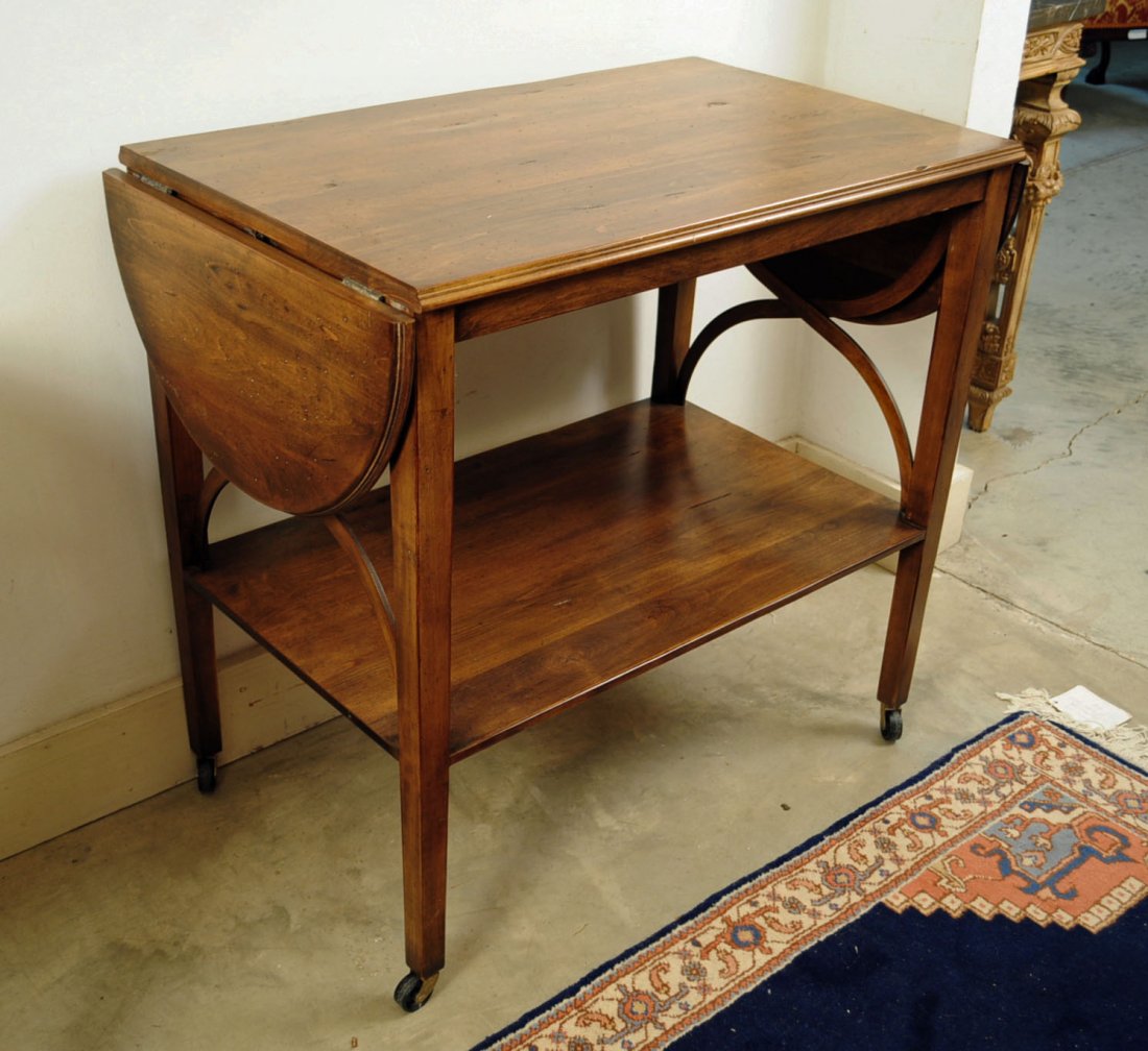 Madison Square Drop Leaf Entertainment Cart: Madison Square Walnut Finish Drop Leaf Entertainment Cart on Tea Cart Type Castors. 51" L. X 20" D. X 31.5" H. "NOT AN ANTIQUE"