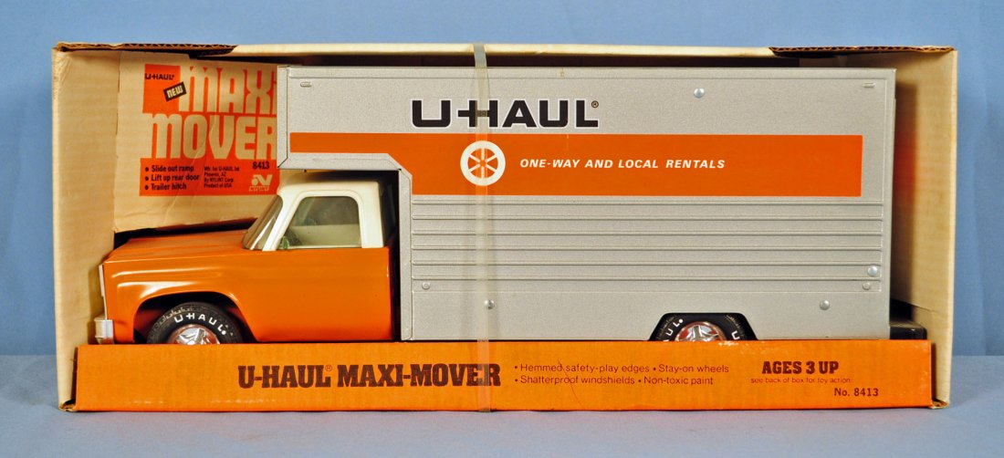 Nylint U-Haul Maxi Mover Pressed Steel Truck: Nylint U-Haul Maxi Mover Pressed Steel Truck in the Original Box. 18" Long and 7.5" High. Condition - Mint in box