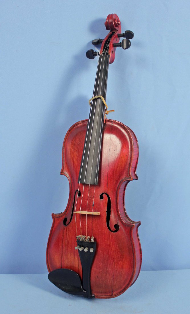 Mahogany Finish Violin: Mahogany Finish Violin 23.5 X 7.5 in. - Condtion: wear to finish on neck, old repairs to top