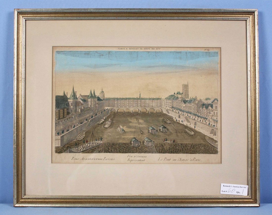 1780 Paris Bridge "Vue D'optique" Copper Engraving (1 of 6)