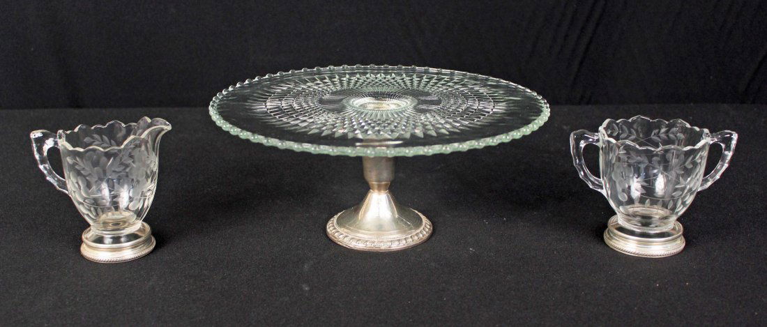 Sterling & Crystal Cake Stand and Creamer & Sugar (1 of 5)