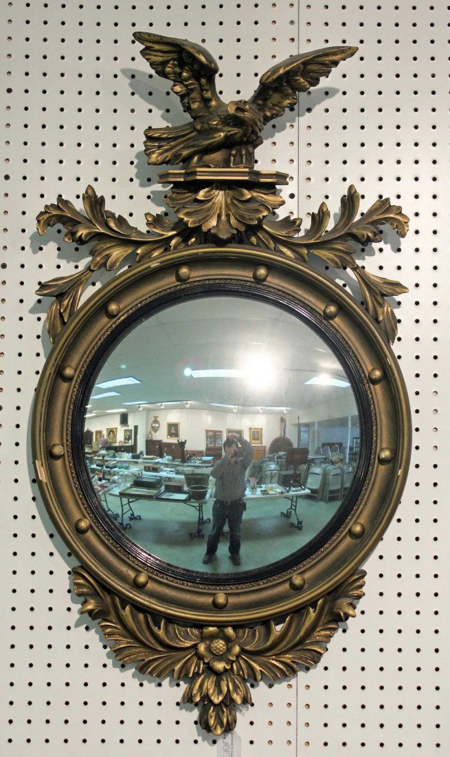 Early 20th C. Federal Style Convex Mirror w/ Eagle (1 of 5)