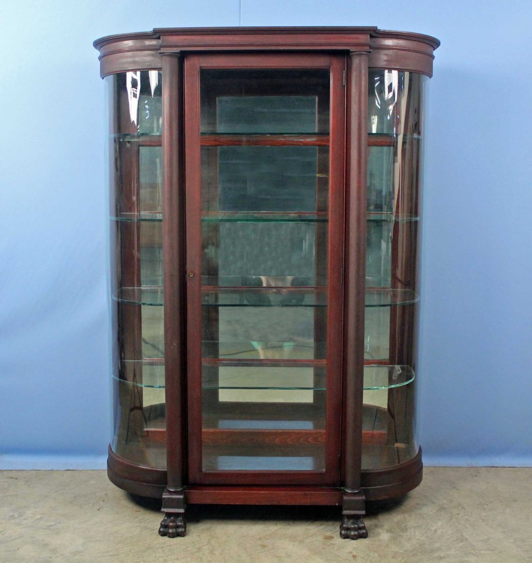 R.J. Horner Mahogany Curved Glass China Cabinet (1 of 6)