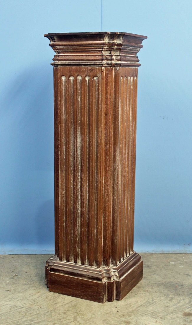 Italian Fluted Wooden Column Pedestal (1 of 4)