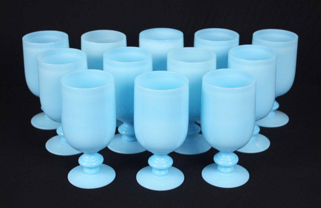 Twelve Portieux Vallerysthal Blue Opaline Goblets (1 of 2)