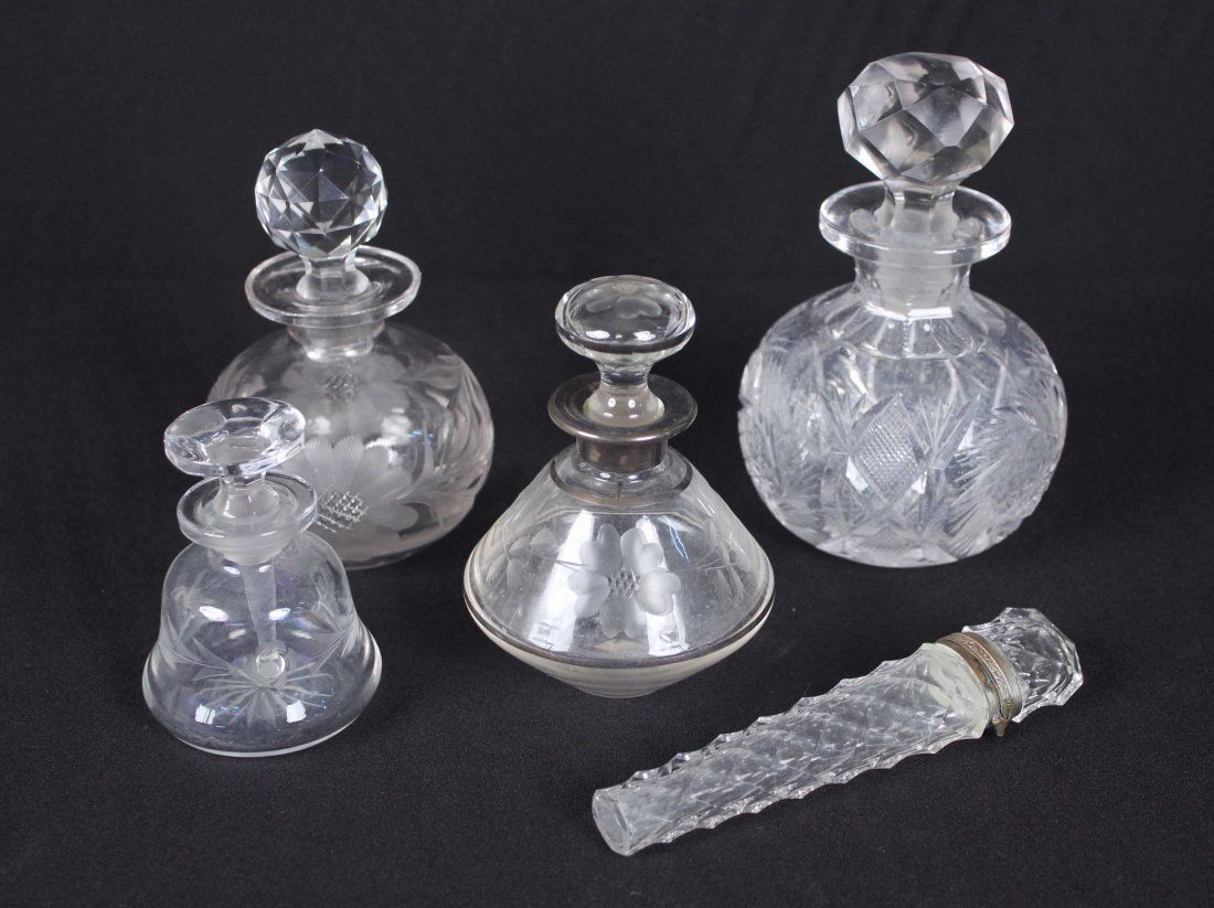 Five Antique Cut Glass Perfume Bottles (1 of 5)