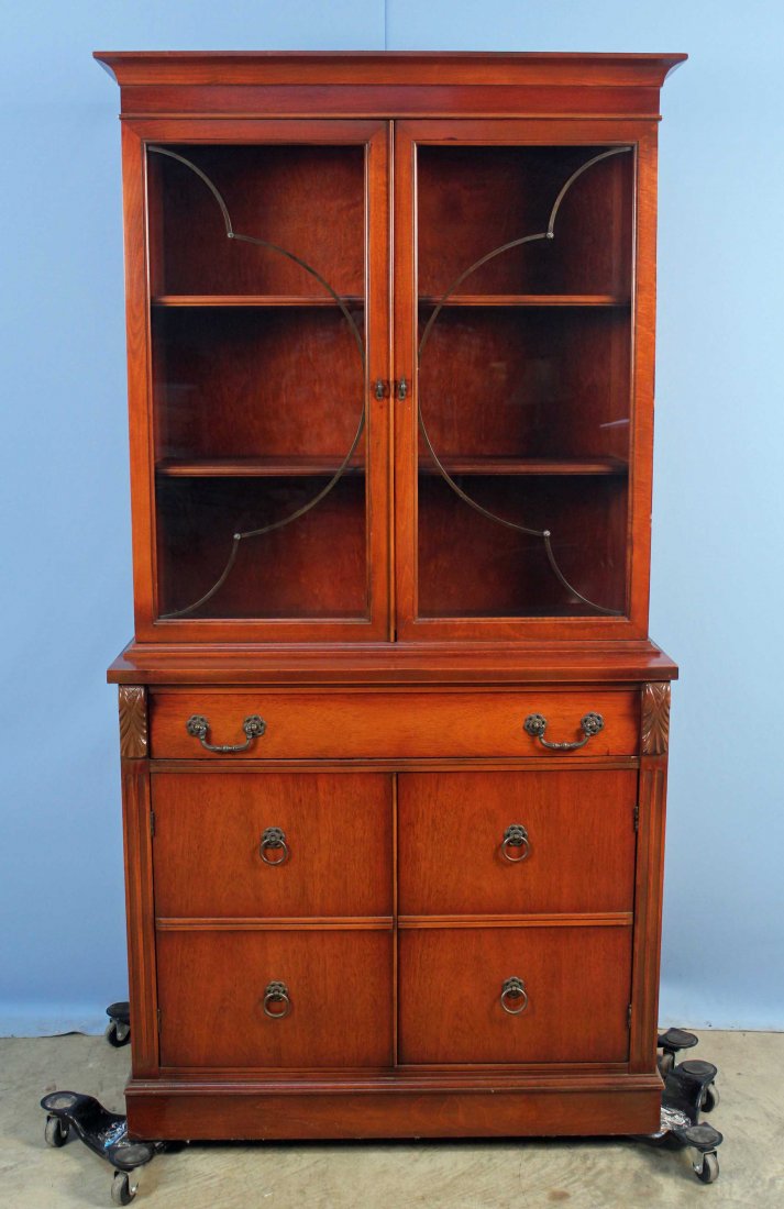 C. 1950 Mahogany Finish Breakfront China