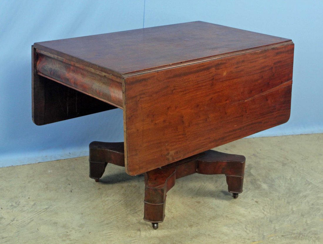 C. 1830 Empire Mahogany Drop Leaf Breakfast Table (1 of 5)