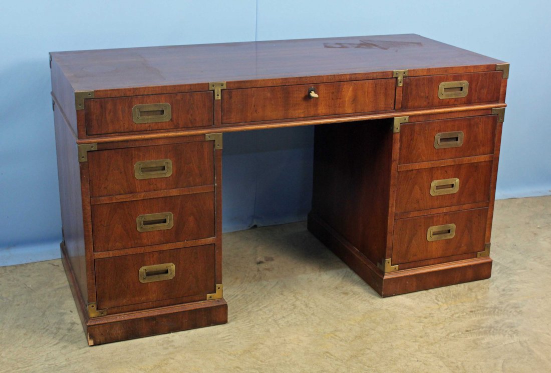 Henredon Campaign Style Office Desk (1 of 6)