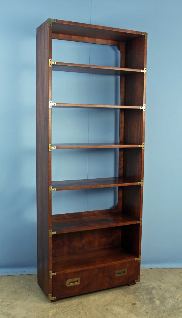 Henredon Campaign Style Open Bookcase