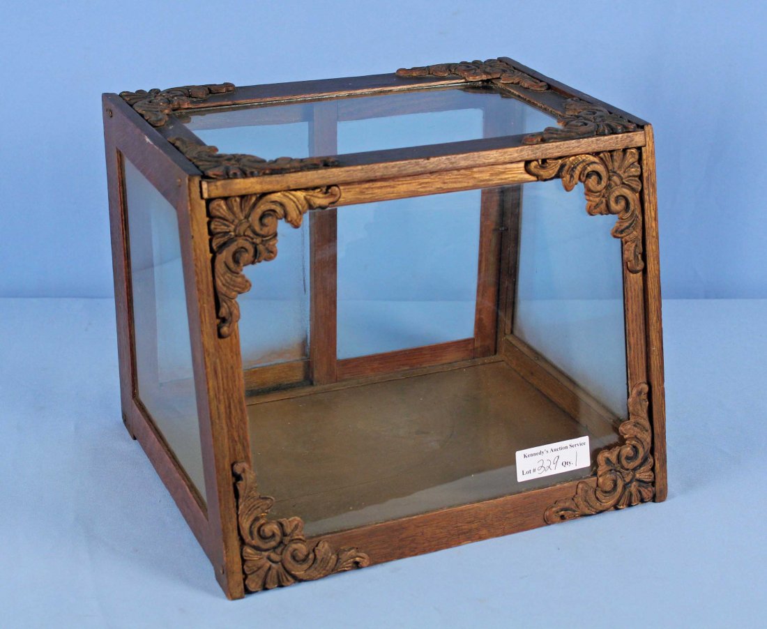 Small Oak Display Case with Sliding Glass Doors (1 of 4)