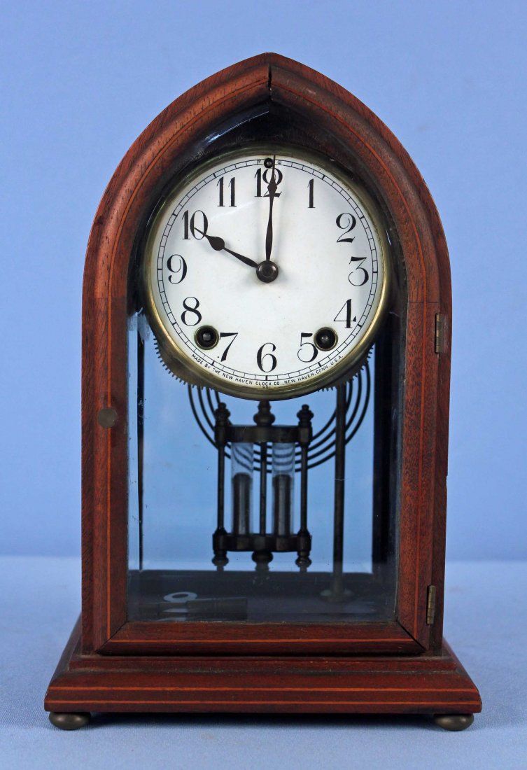 New Haven Mahogany Cathedral Mantle Clock (1 of 5)