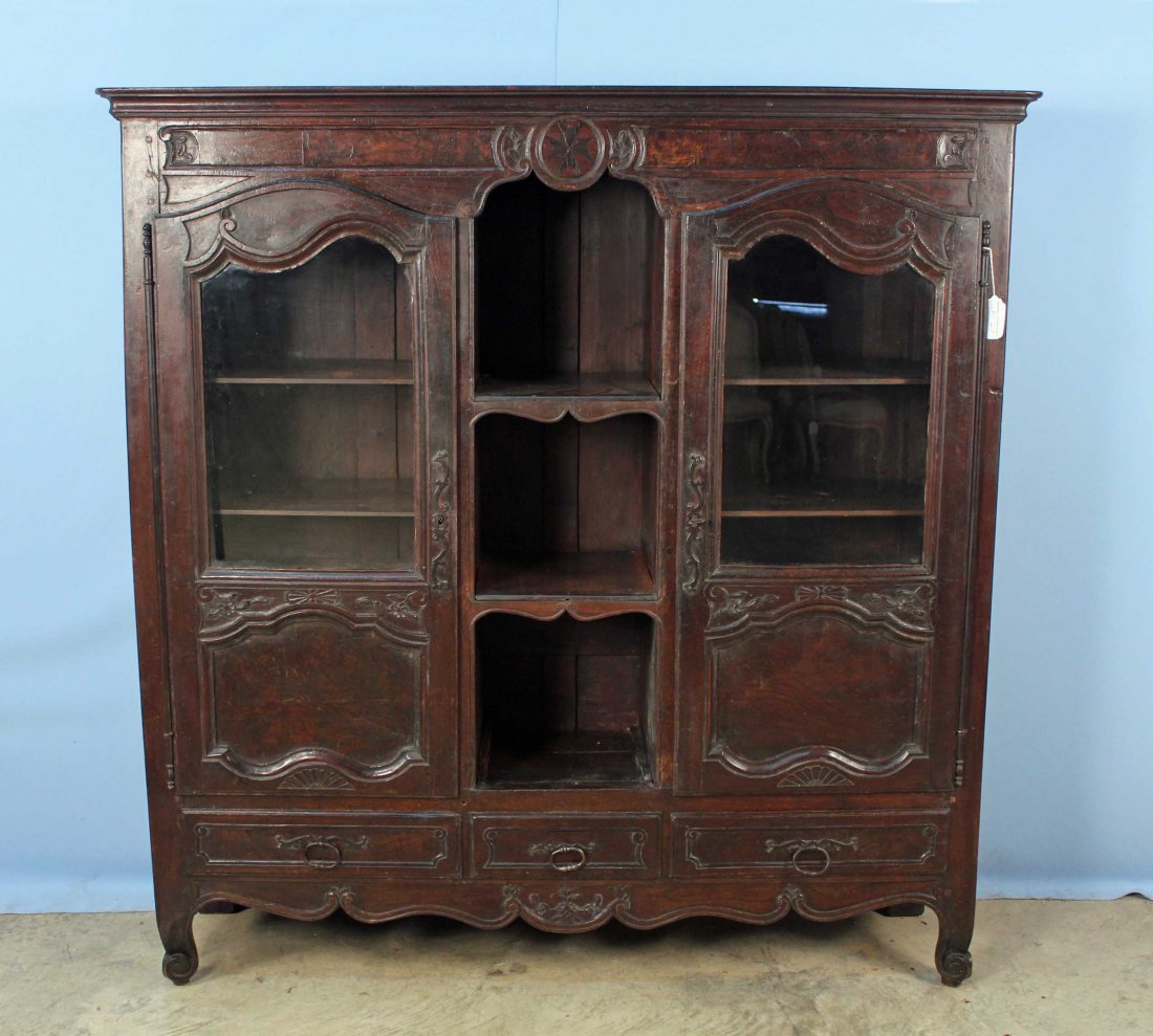 19th Century French Mixed Wood Display Cabinet (1 of 9)