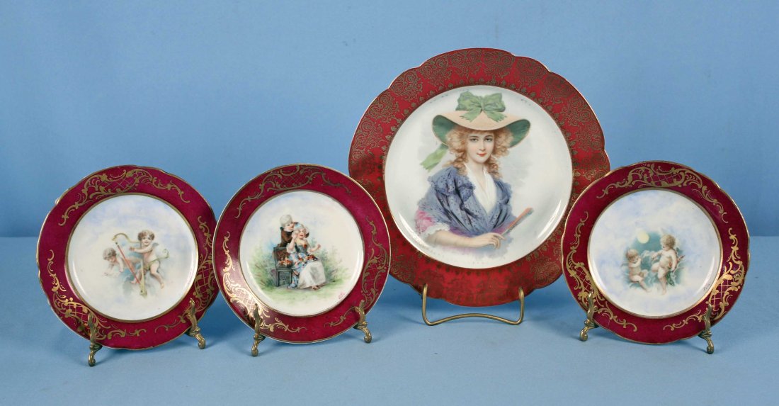 3 Royal Vienna 6.5" Cabinet Plates & 9.5" Lady (1 of 8)