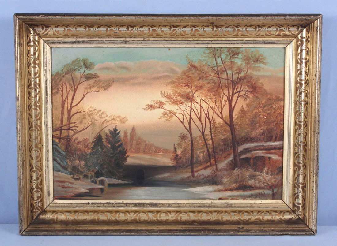 19th Century Winter Landscape in Gold Leaf Frame (1 of 4)