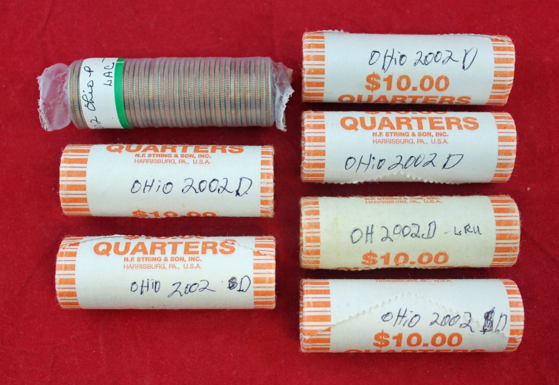 7 Rolls Uncirculated Ohio Quarters 2002 P & D (1 of 3)