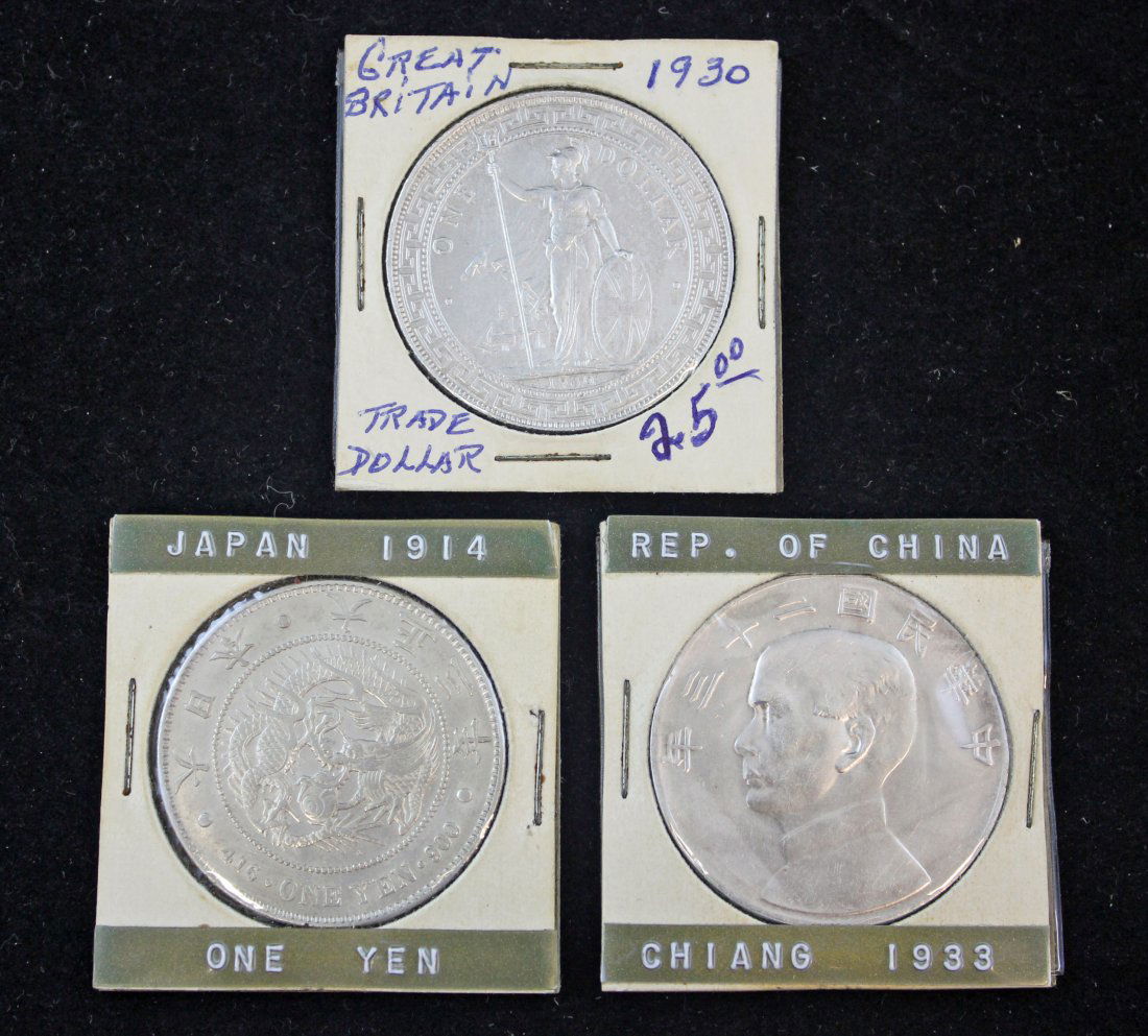 1914 Japan Yen, 1933 Britain Dollar & China Dollar (1 of 7)