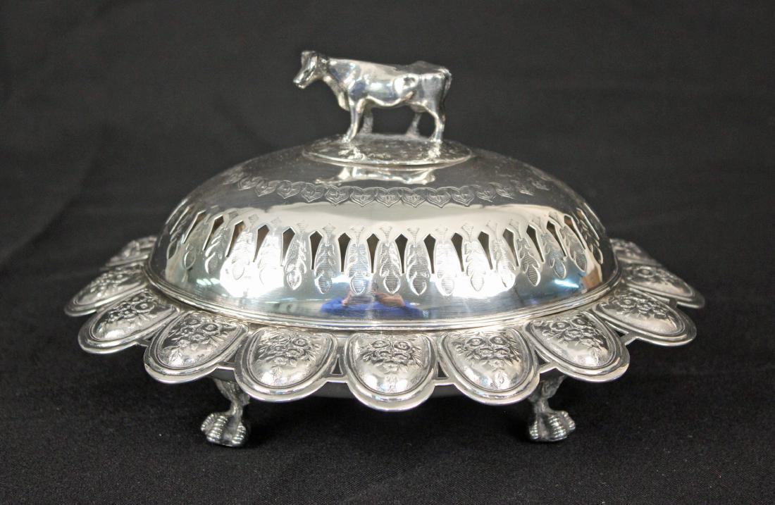 19th C. Russian Silver Butter Dish with Cow (1 of 9)