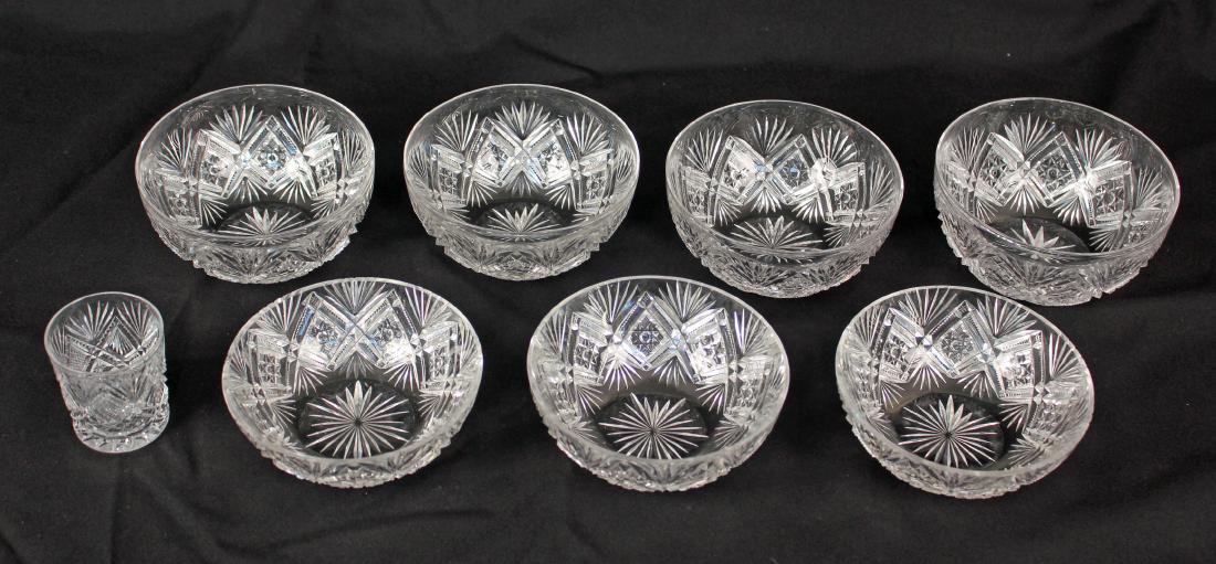 Set of 7 Brilliant Period Cut Glass Berry Bowls (1 of 3)