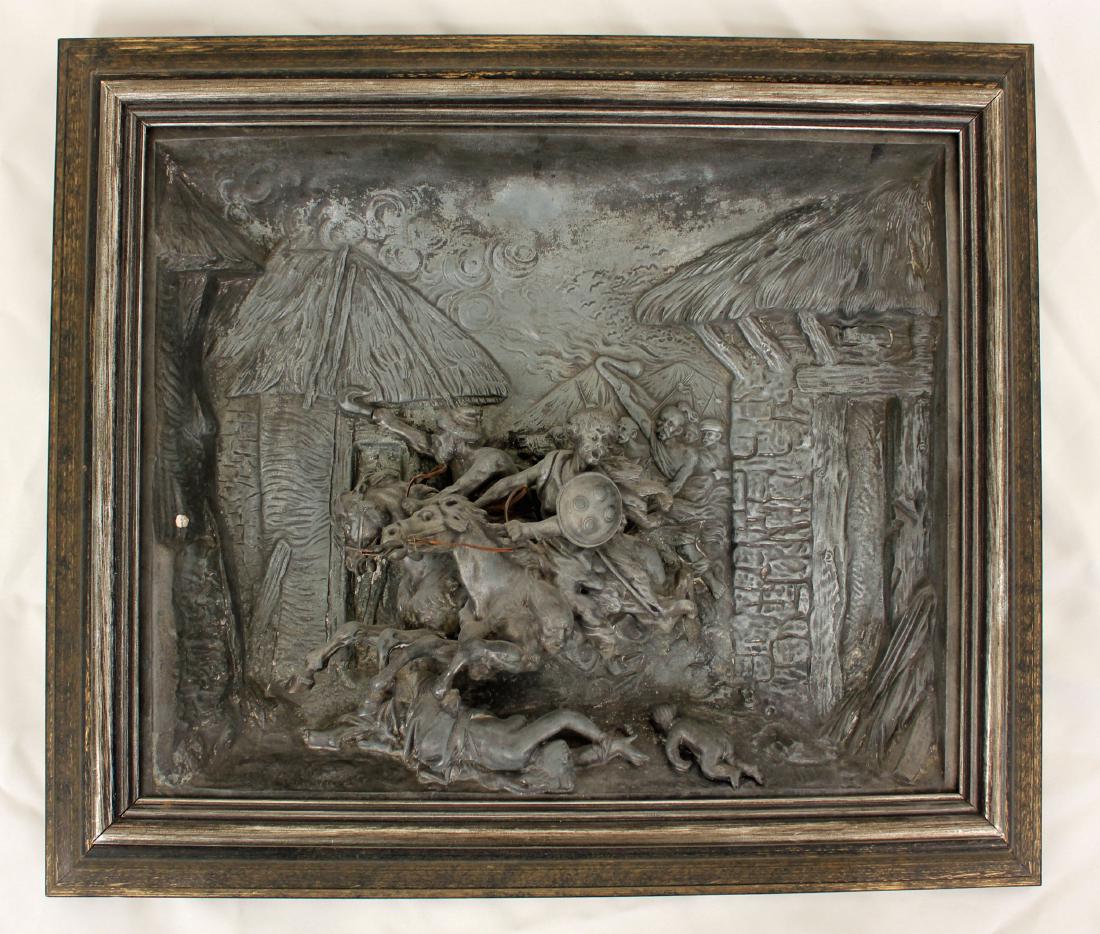 The Cassack Raid C. 1900 Spelter Relief Plaque (1 of 4)