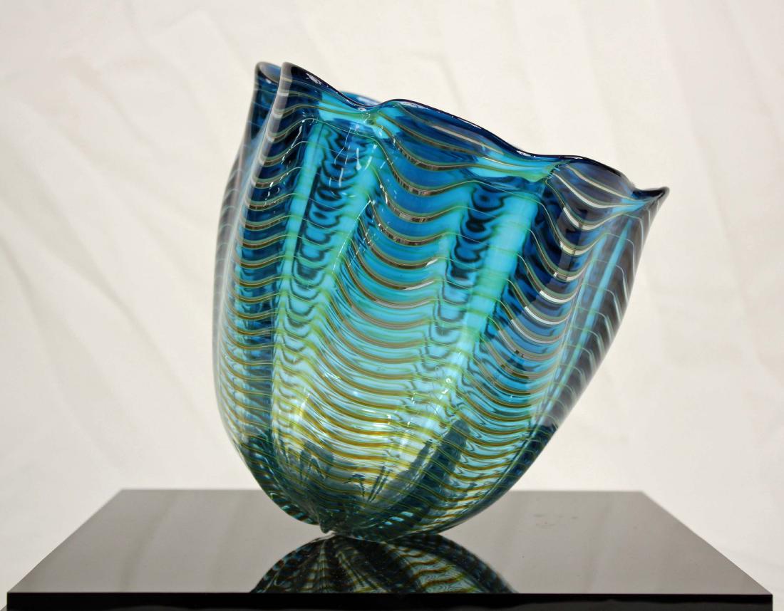 Dale Chihuly (1941) Glass Seaform Vase, Teal Blue