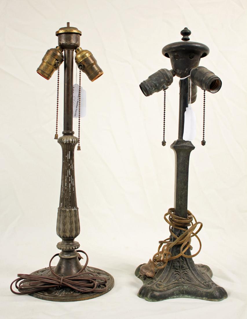 Two Circa 1910 Spelter Lamp Bases Water Lilly Etc. (1 of 2)