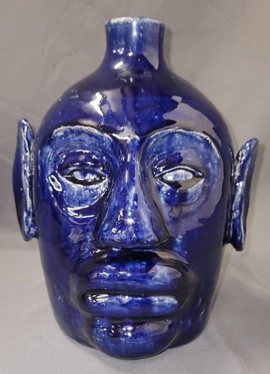 1994 Edwin Meaders Cobalt Face Jug (1 of 5)