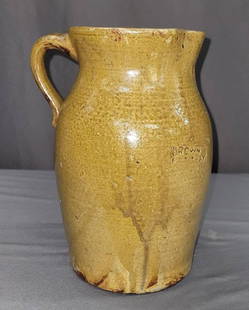 Rare Horace Brown Atlanta Ga. Pitcher: This is a scarce signed Horace Brown (1889-1950) Pottery Half Gallon Pitcher, Blocked stamped on the mid section of the pitcher. Note he ran Bowling Brown Pottery shop until the mid 1930's. Then moved