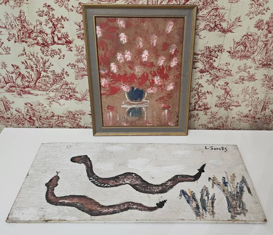Early Leonard Jones Folk Art Painting Lot (1 of 3)