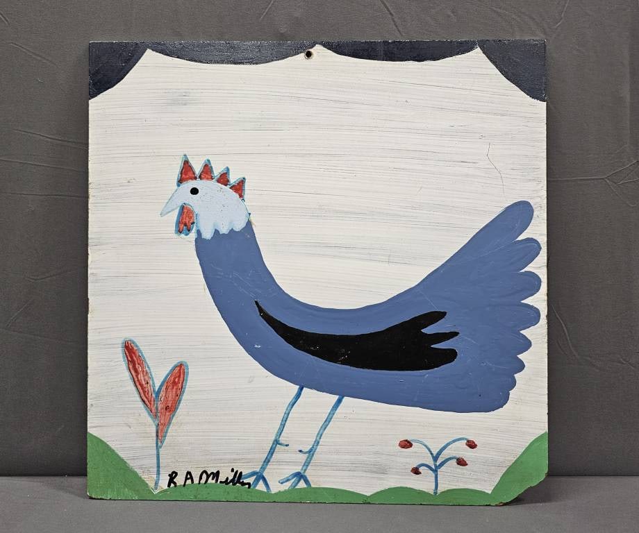 Early RA Miller Folk Art Chicken Painting (1 of 2)