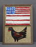 Fine RA Miller Folk Art Rooster & Flag Framed